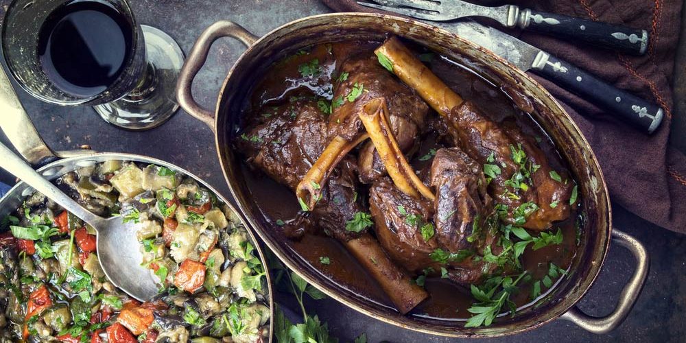 Braised red wine and rosemary lamb shanks Hope Island Gourmet Meats